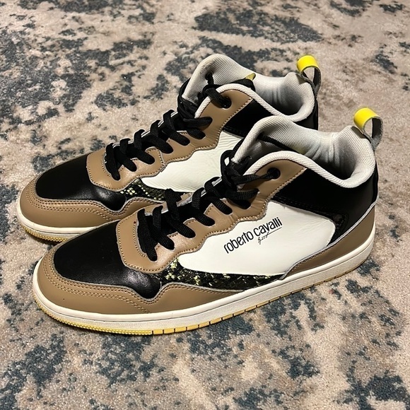 MEN ROBERTO CAVALLI SPORTColorblock Mid-Top Sneakers size 10.5